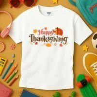 Happy Thanksgiving Turkey Holiday Cute Gift Kids T-Shirt thumb 3