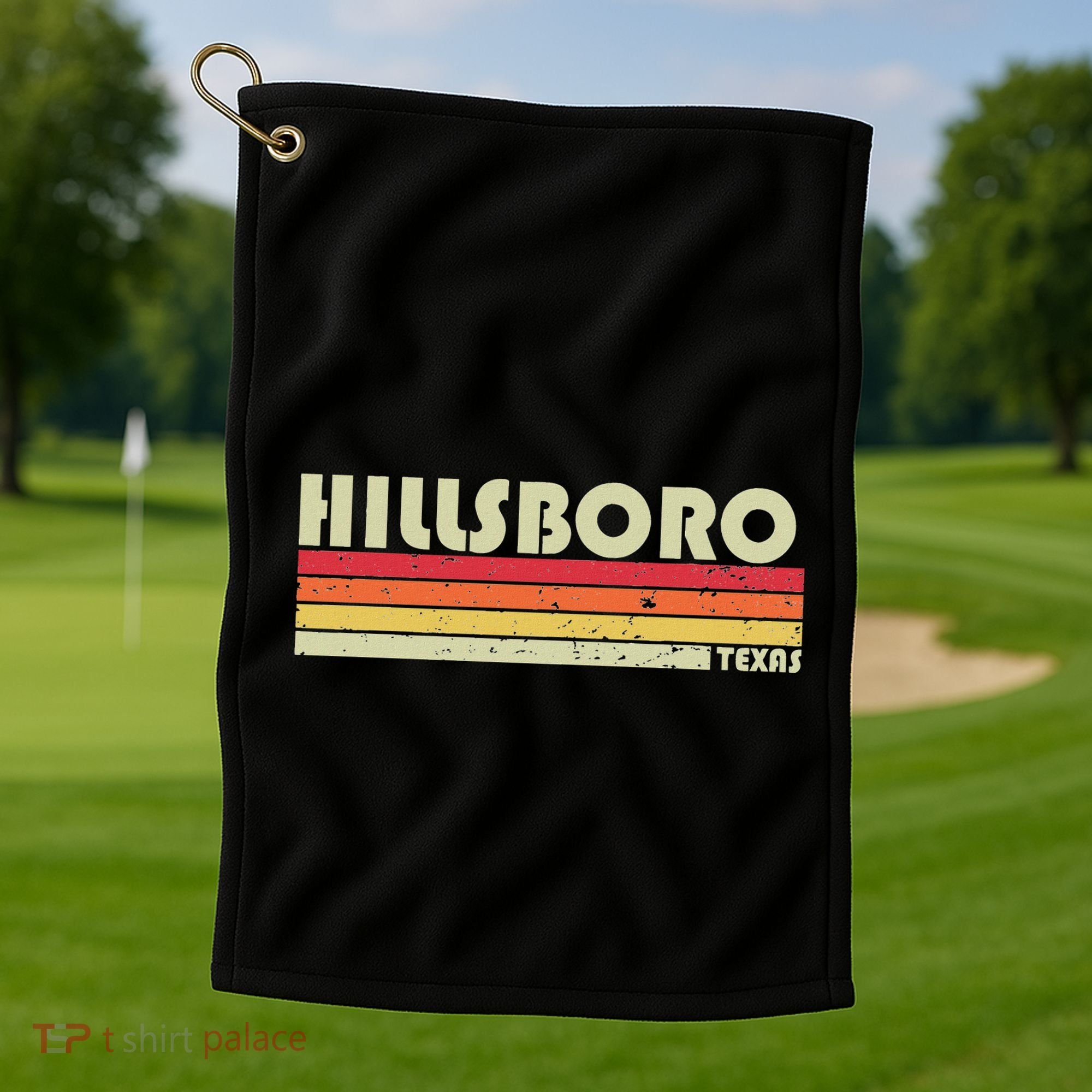 Hillsboro Tx Texas Funny City Home Roots Gift Retro 70s 80s Golf Towel