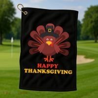 Happy Thanksgiving Turkey Holiday Festive Golf Towel thumb 1