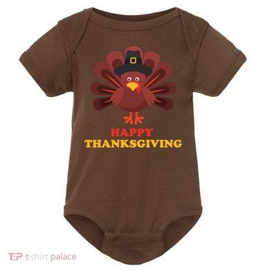Happy Thanksgiving Turkey Holiday Festive Baby Bodysuit