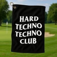 Hard Techno Techno Club X Raver Rave Party Outfit Backprint Golf Towel thumb 1