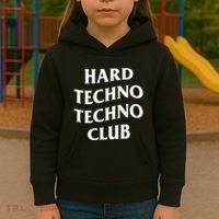 Hard Techno Techno Club X Raver Rave Party Outfit Backprint Kids Hoodie thumb 3