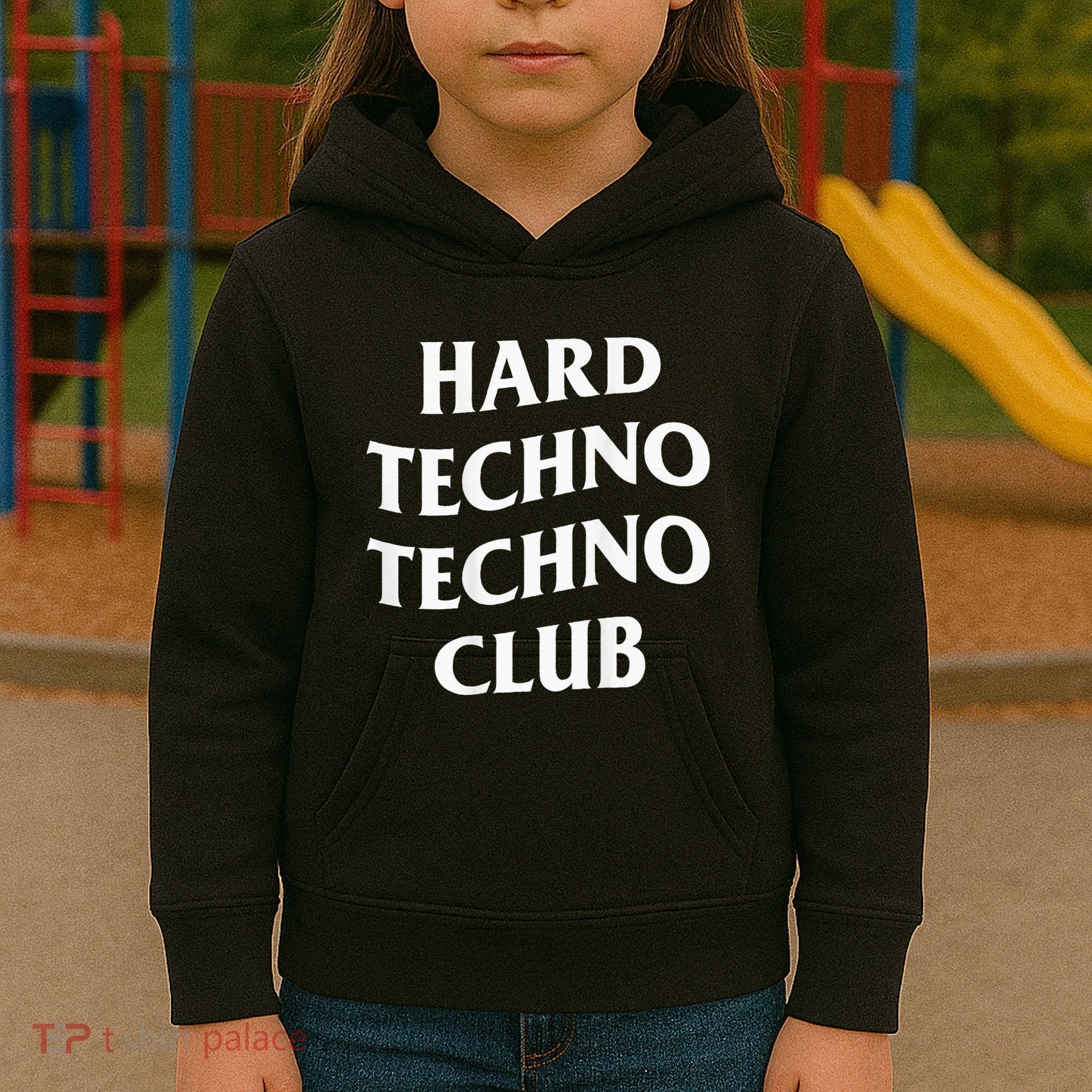 Hard Techno Techno Club X Raver Rave Party Outfit Backprint Kids Hoodie