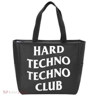 Hard Techno Techno Club X Raver Rave Party Outfit Backprint Tote Bag
