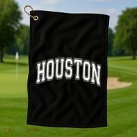 Houston Texas Tx Varsity Style White Font Golf Towel thumb 1