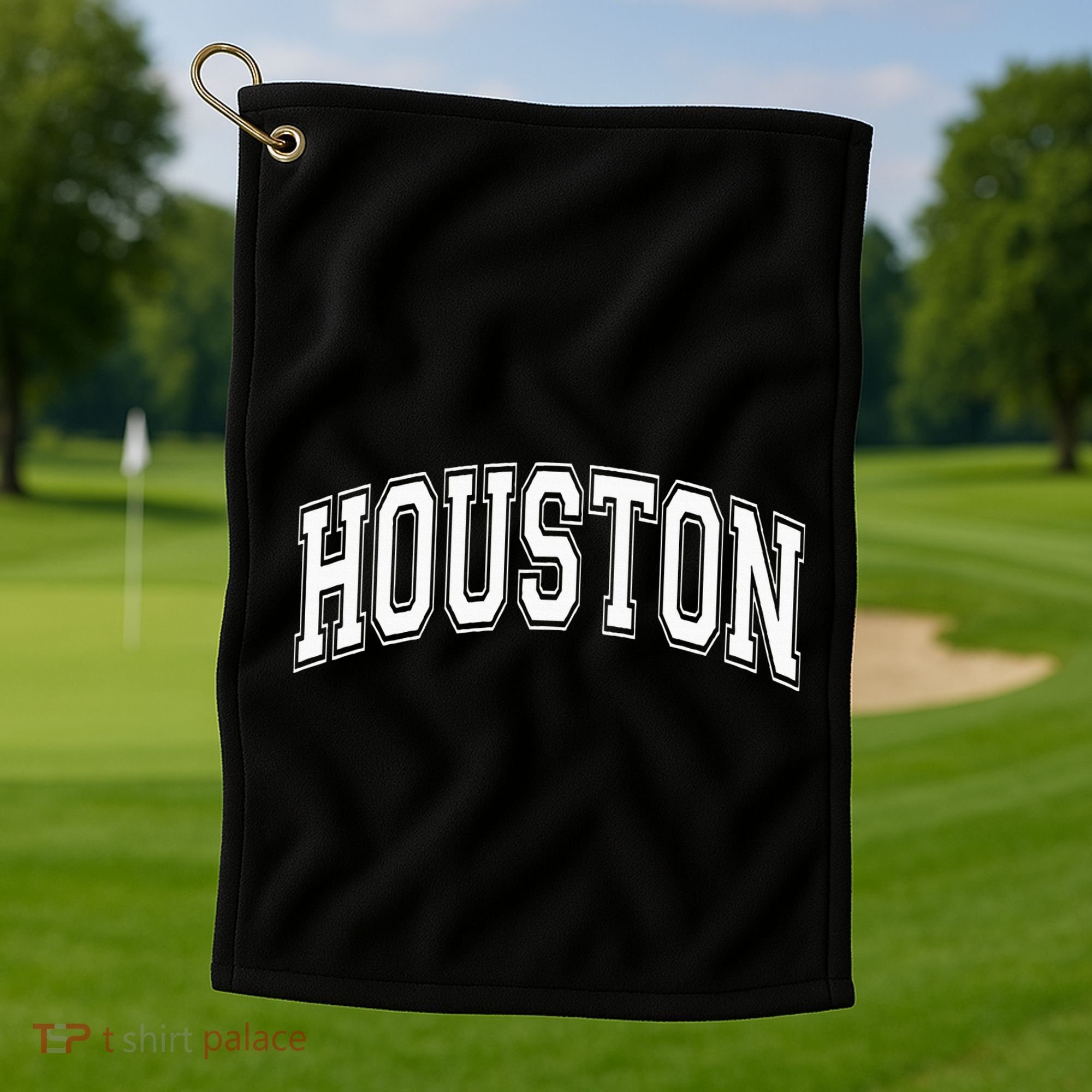 Houston Texas Tx Varsity Style White Font Golf Towel