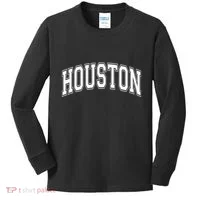 Houston Texas Tx Varsity Style White Font Kids Long Sleeve Shirt thumb 0
