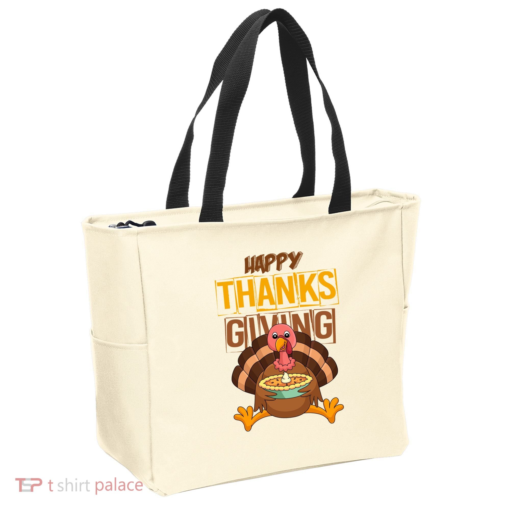 Happy Thanksgiving Turkey Pie Holiday Tote Bag