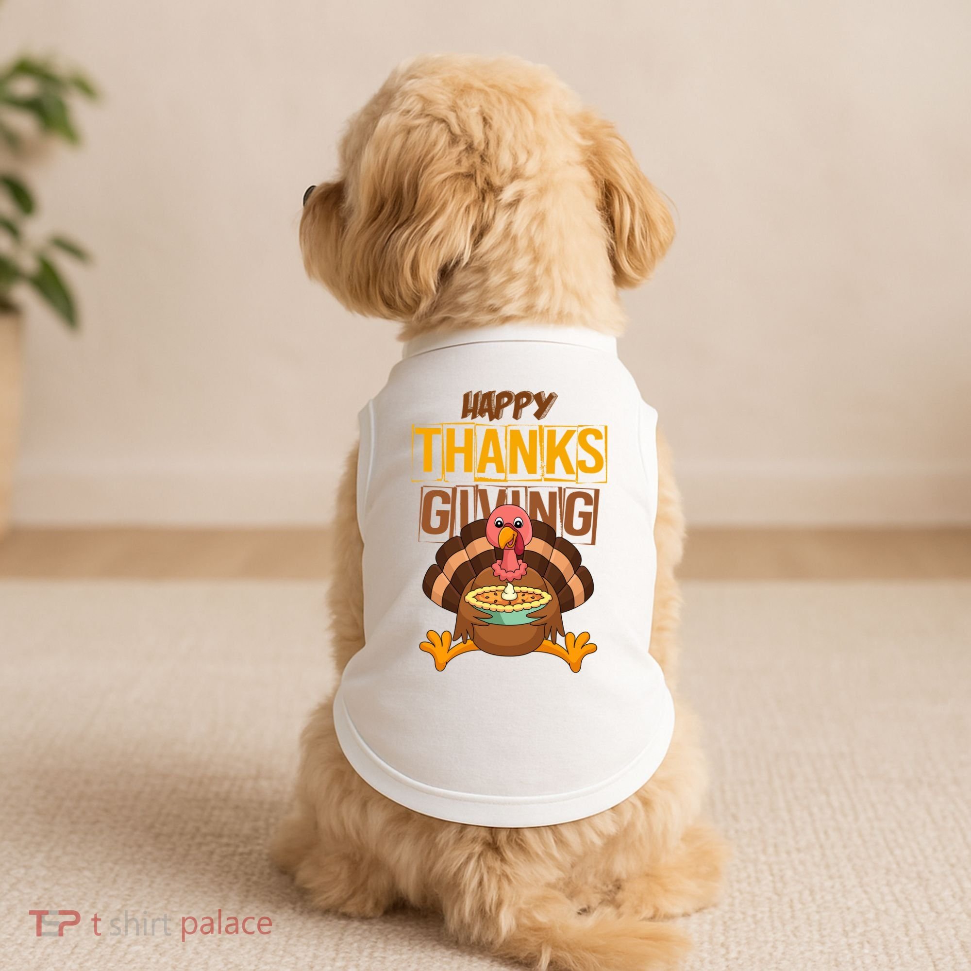 Happy Thanksgiving Turkey Pie Holiday Doggie Tank