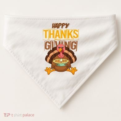 Happy Thanksgiving Turkey Pie Holiday USA-Made Doggie Bandana