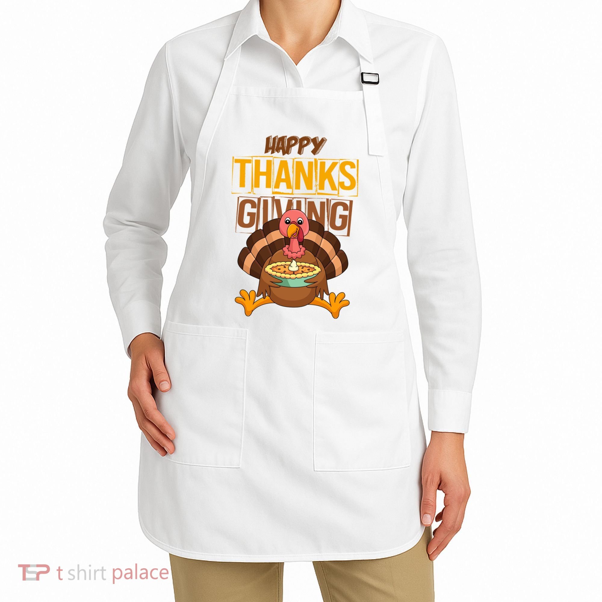 Happy Thanksgiving Turkey Pie Holiday Apron