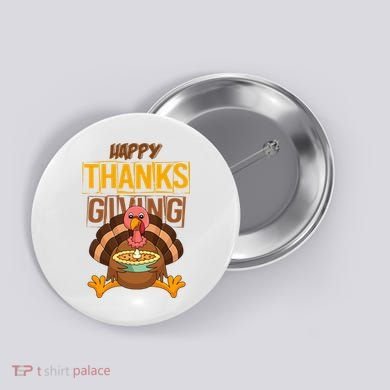 Happy Thanksgiving Turkey Pie Holiday Button