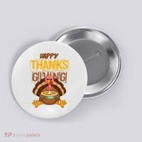 Happy Thanksgiving Turkey Pie Holiday Button thumb 0