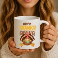 Happy Thanksgiving Turkey Pie Holiday Coffee Mug thumb 3