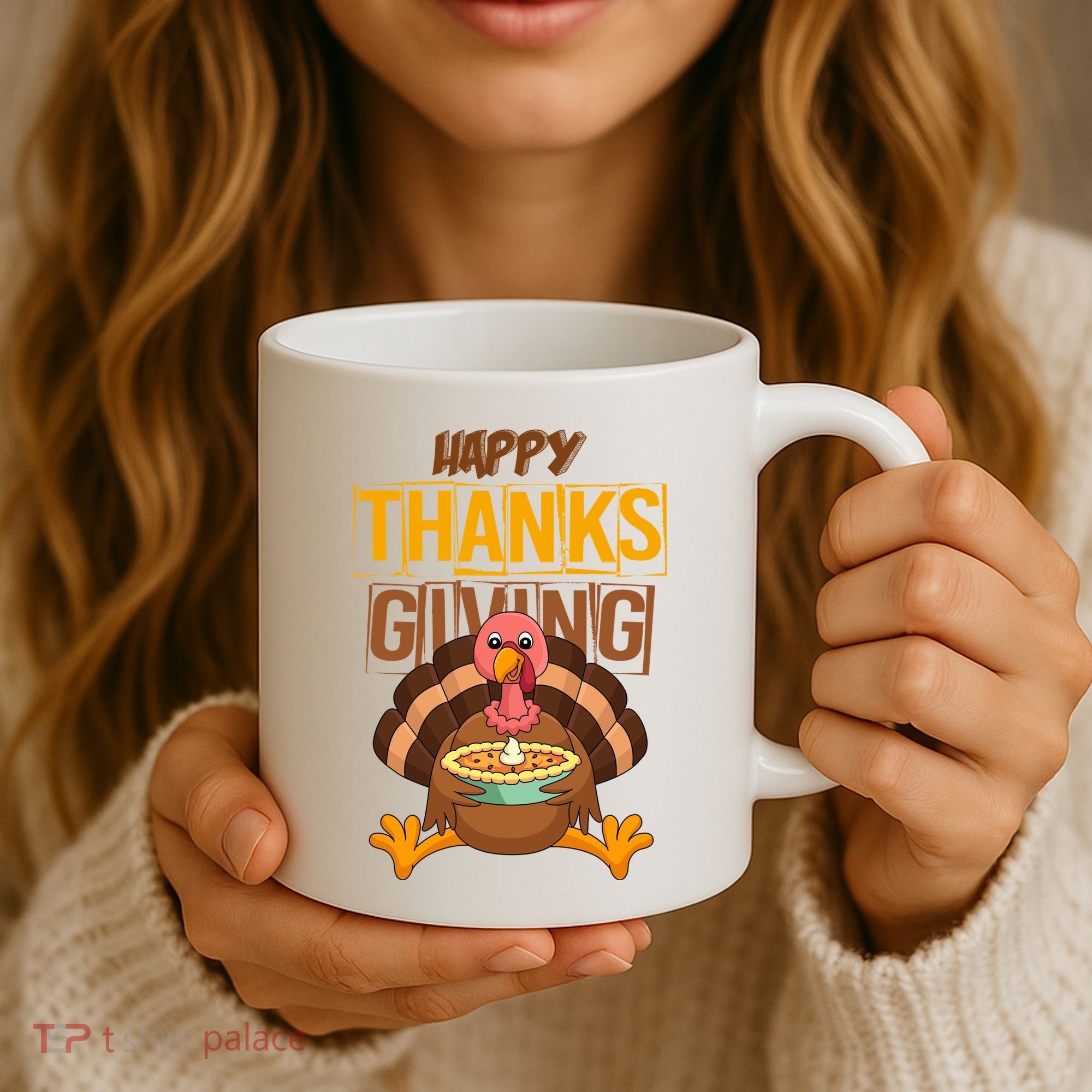 Happy Thanksgiving Turkey Pie Holiday Coffee Mug