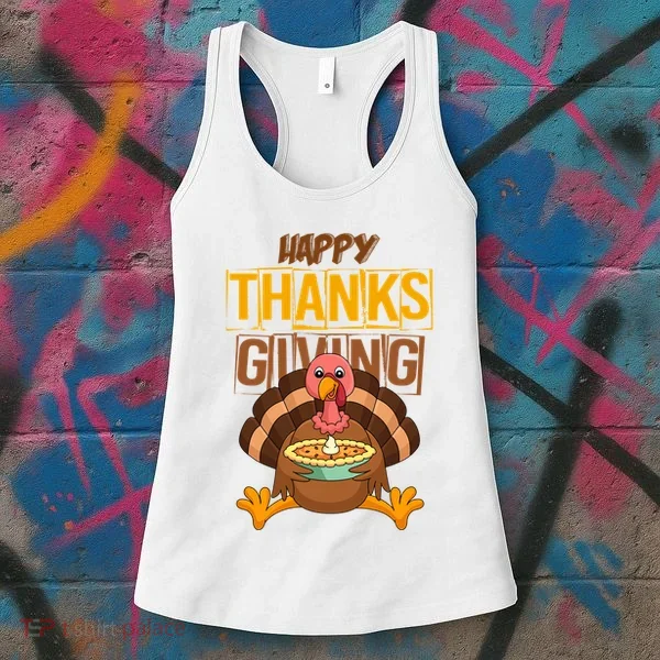 Happy Thanksgiving Turkey Pie Holiday Women's Tank Top