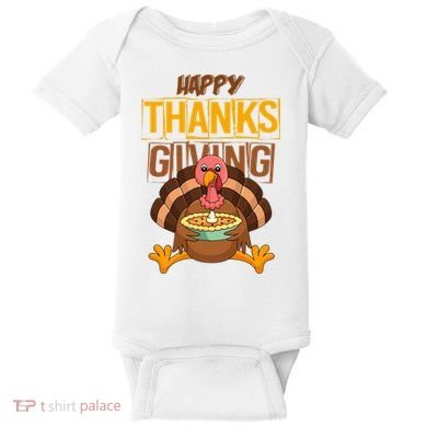Happy Thanksgiving Turkey Pie Holiday Baby Bodysuit