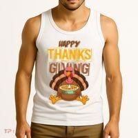 Happy Thanksgiving Turkey Pie Holiday Tank Top thumb 3