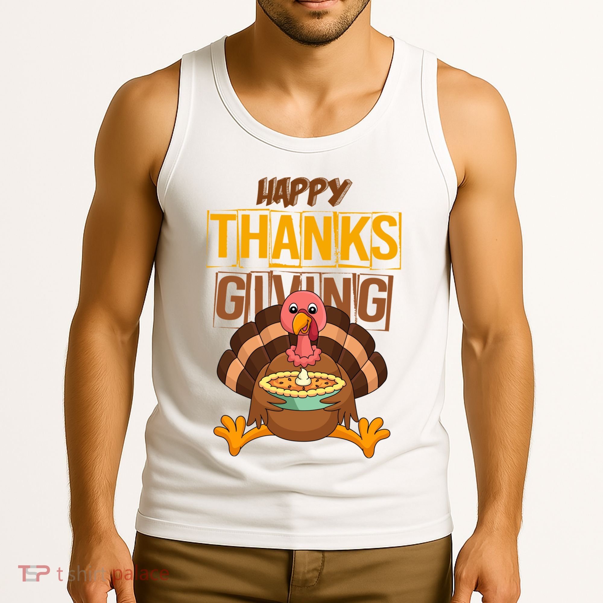 Happy Thanksgiving Turkey Pie Holiday Tank Top