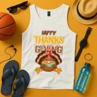 Happy Thanksgiving Turkey Pie Holiday Tank Top thumb 4