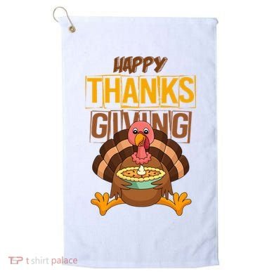 Happy Thanksgiving Turkey Pie Holiday Golf Towel