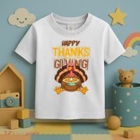 Happy Thanksgiving Turkey Pie Holiday Toddler T-Shirt thumb 3