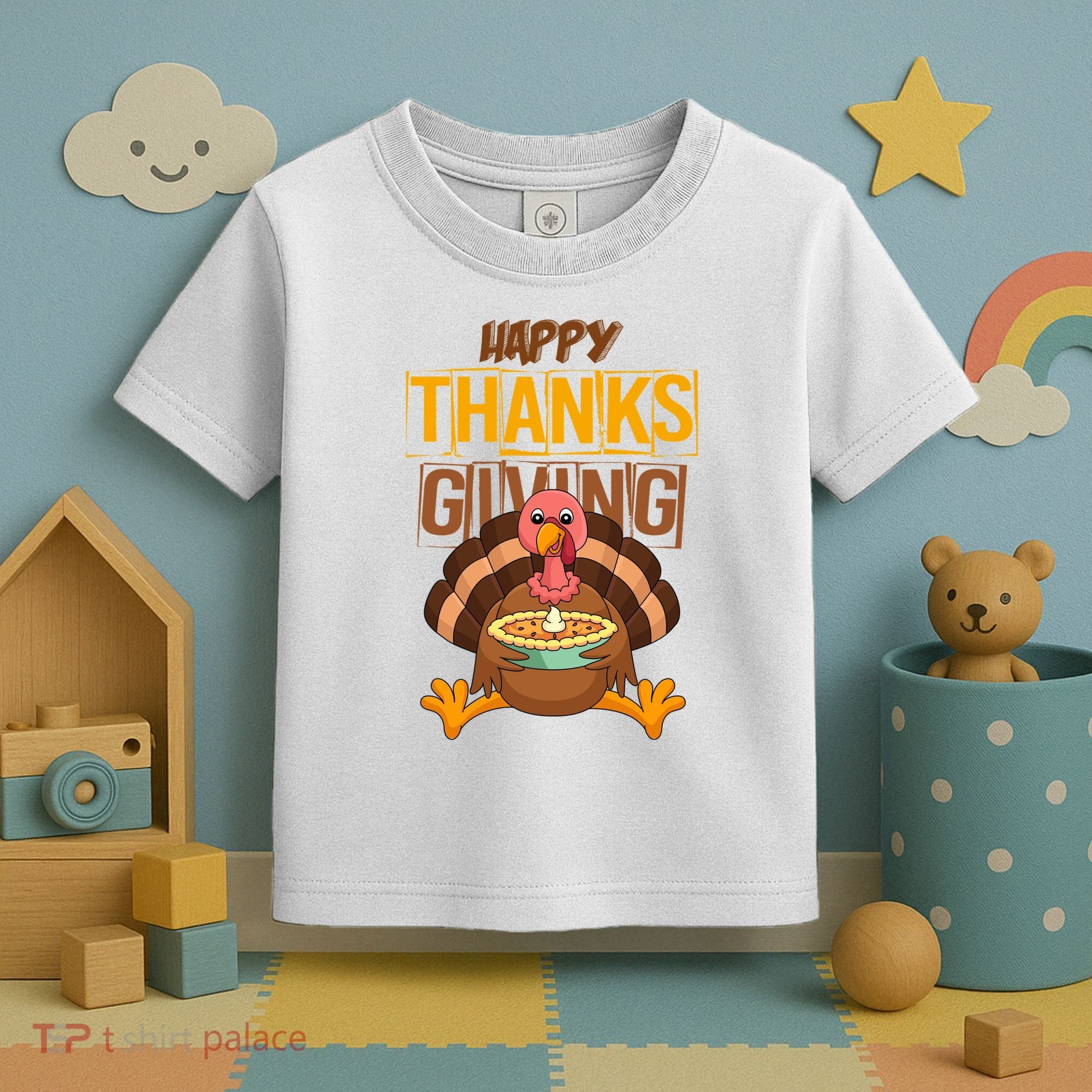 Happy Thanksgiving Turkey Pie Holiday Toddler T-Shirt