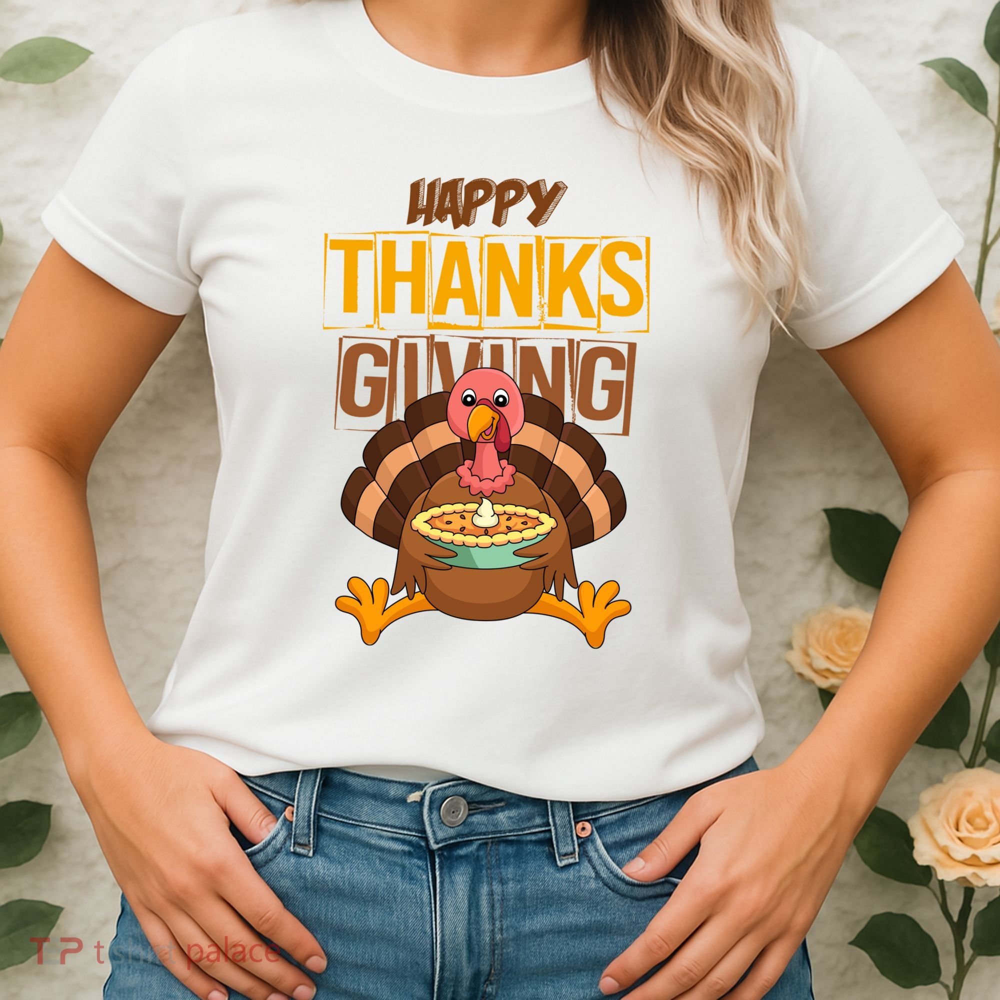 Happy Thanksgiving Turkey Pie Holiday Women's T-Shirt