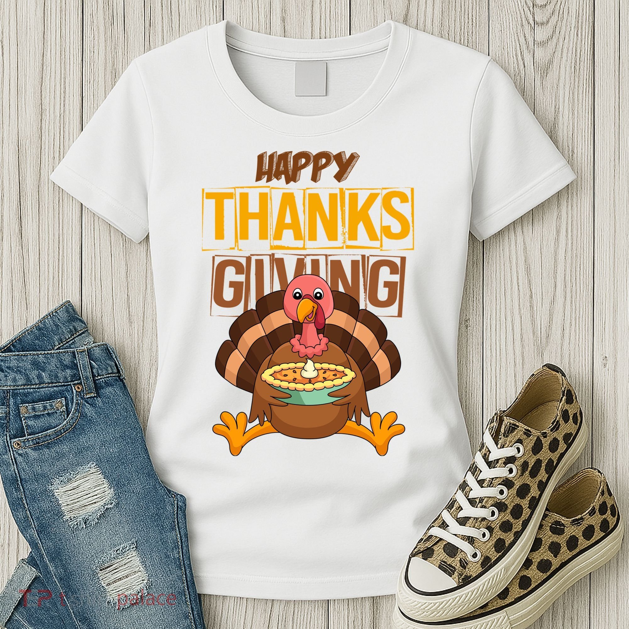 Happy Thanksgiving Turkey Pie Holiday Women's T-Shirt