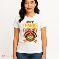 Happy Thanksgiving Turkey Pie Holiday Women's T-Shirt thumb 4
