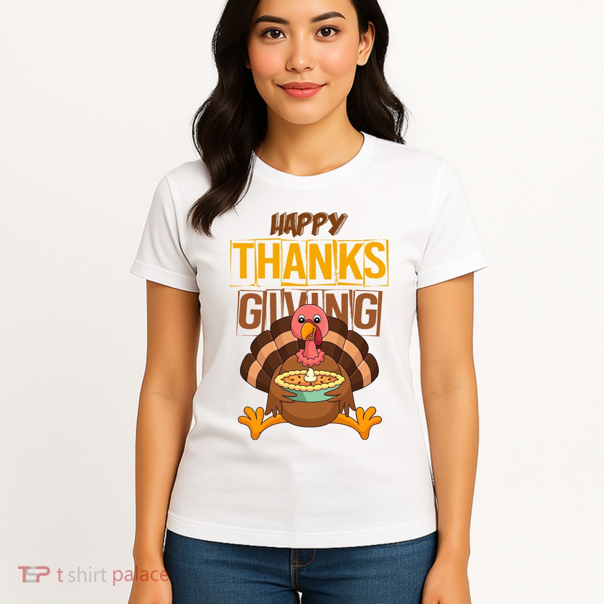 Happy Thanksgiving Turkey Pie Holiday Women's T-Shirt