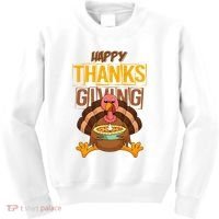 Happy Thanksgiving Turkey Pie Holiday Kids Sweatshirt thumb 0