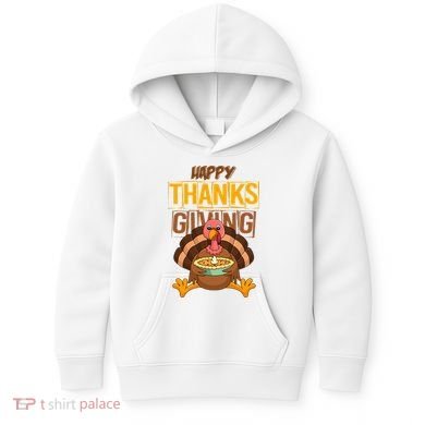 Happy Thanksgiving Turkey Pie Holiday Kids Hoodie