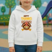 Happy Thanksgiving Turkey Pie Holiday Kids Hoodie thumb 3