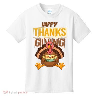 Happy Thanksgiving Turkey Pie Holiday Kids T-Shirt