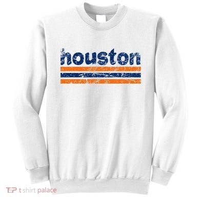 Houston Texas Three Stripe Vintage Weathered Sweatshirt