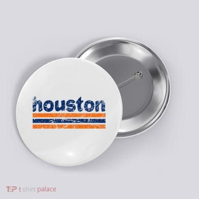 Houston Texas Three Stripe Vintage Weathered Button