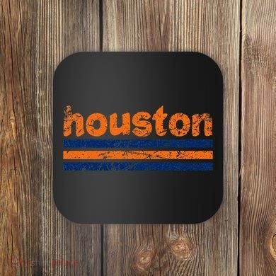 Houston Texas Three Stripe Vintage Weathered Coaster