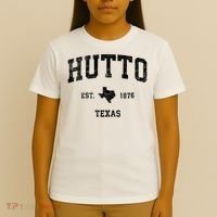 Hutto Texas TX Vintage Sports Black Print T-Shirt thumb 4