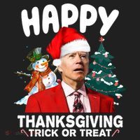 Happy Thanksgiving Trick Or Treat Funny Joe Biden Women's Sweatshirt thumb 2