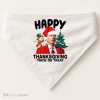 Happy Thanksgiving Trick Or Treat Funny Joe Biden USA-Made Doggie Bandana thumb 0