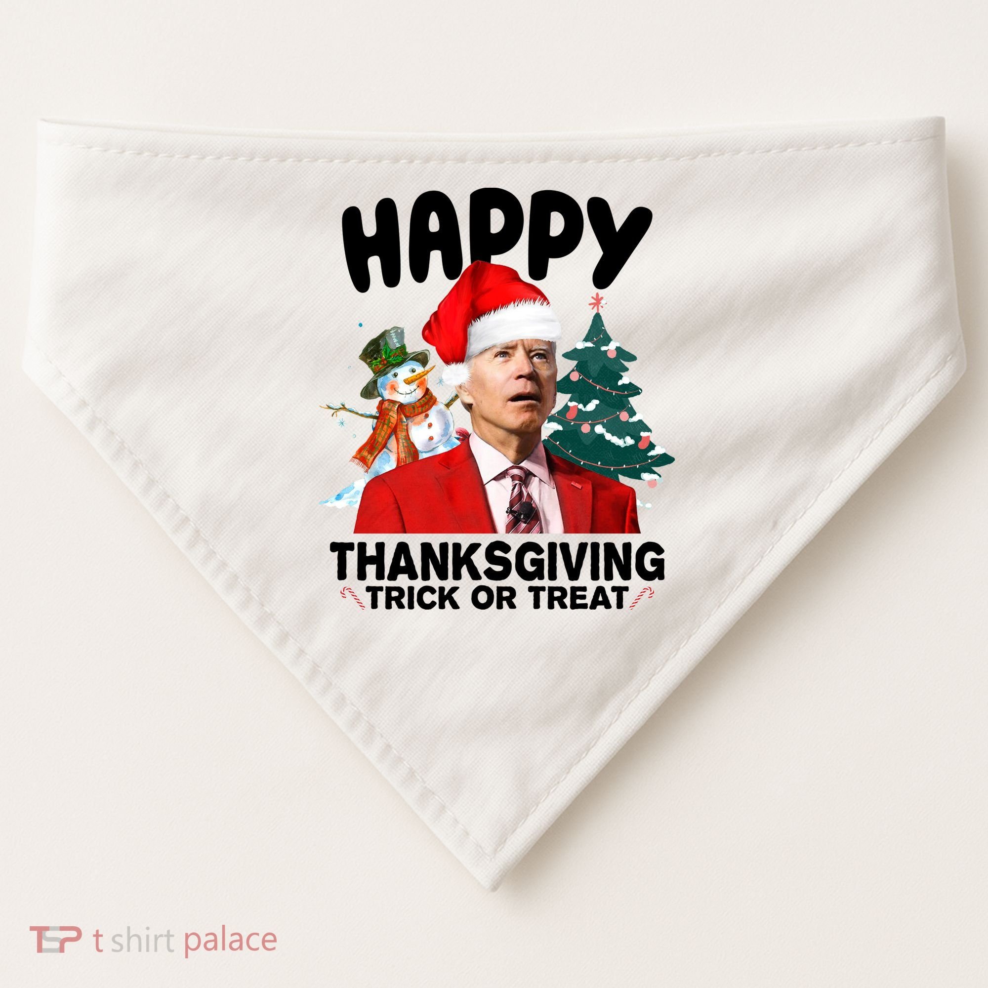 Happy Thanksgiving Trick Or Treat Funny Joe Biden USA-Made Doggie Bandana