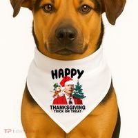 Happy Thanksgiving Trick Or Treat Funny Joe Biden USA-Made Doggie Bandana thumb 1
