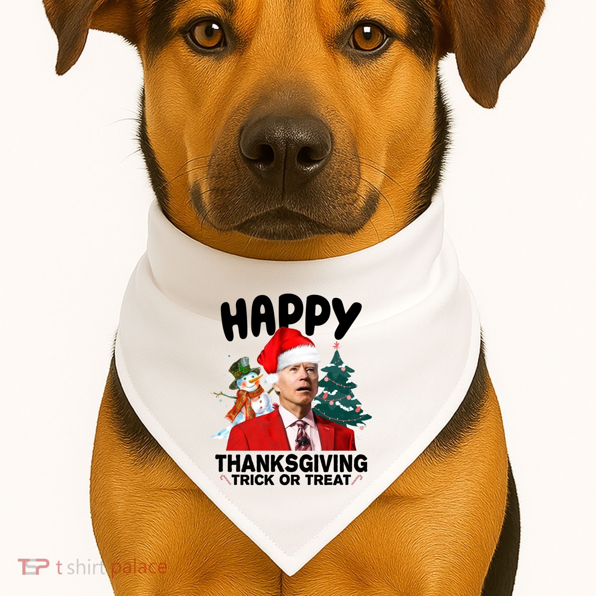 Happy Thanksgiving Trick Or Treat Funny Joe Biden USA-Made Doggie Bandana