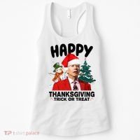 Happy Thanksgiving Trick Or Treat Funny Joe Biden Women's Tank Top thumb 0