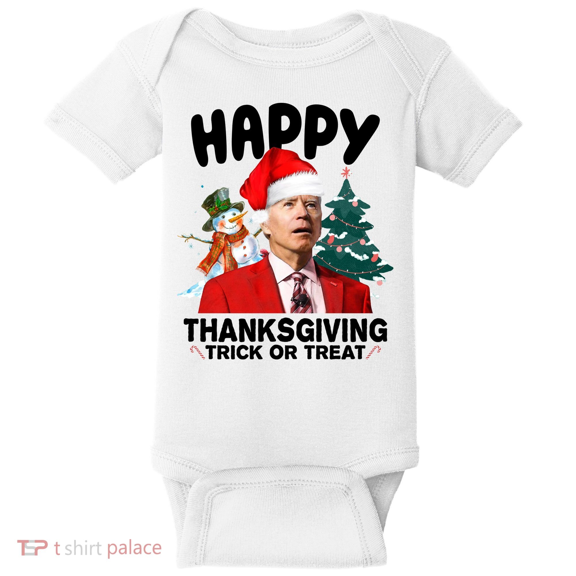 Happy Thanksgiving Trick Or Treat Funny Joe Biden Baby Bodysuit