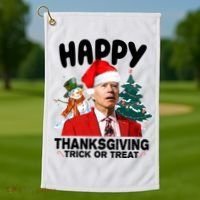 Happy Thanksgiving Trick Or Treat Funny Joe Biden Golf Towel thumb 1