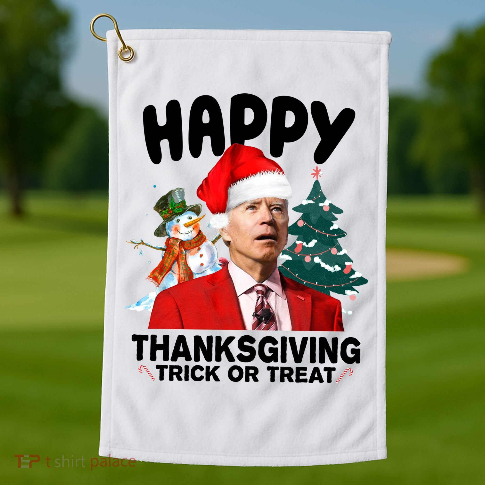 Happy Thanksgiving Trick Or Treat Funny Joe Biden Golf Towel