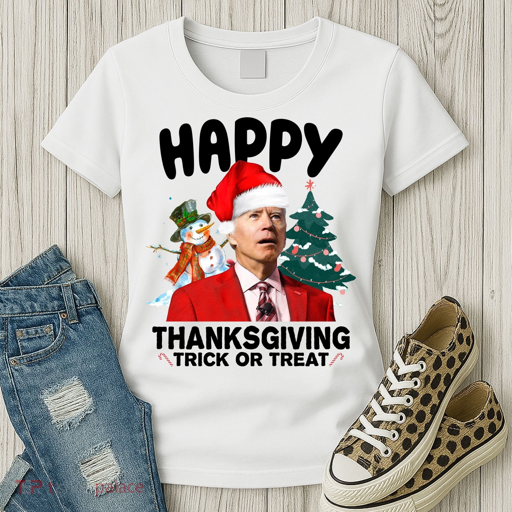 Happy Thanksgiving Trick Or Treat Funny Joe Biden Women's T-Shirt