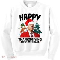 Happy Thanksgiving Trick Or Treat Funny Joe Biden Kids Sweatshirt thumb 0